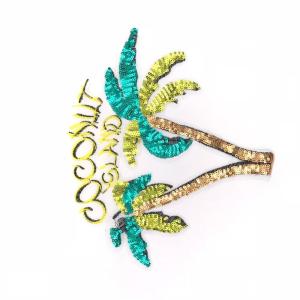 Wholesale Coconut Tree Sequin Embroidery Patches Characteristic Large Size Customized Logo from china suppliers