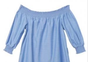 China Polyester80% Cotton20%  Smock Pleats Blue Ladies Strapless Dress on sale