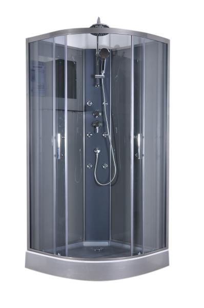 Quadrant Shower Cubicles 900 X 900 X 2250 MM Circle Grey ABS Tray Chrome