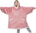Long Sleeves Flannel Sherpa Oversized Hooded Blankets TV Hoodie Blanket