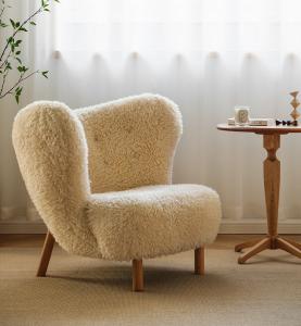 China Plush Fabric Cashmere White Wool Chair Minimalist Modern Ins Style on sale