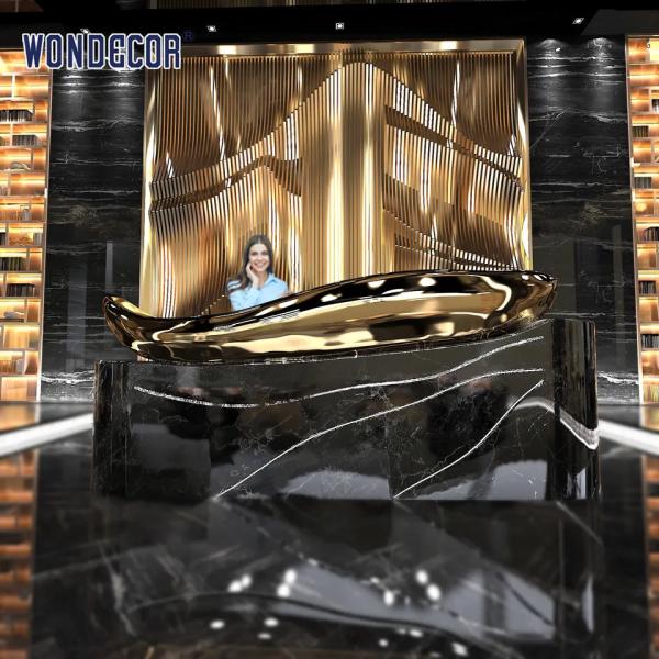 135cm Luxury Reception Desk Hotel Front Desk Large Fish Stainless Steel