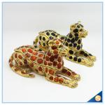 Wholesale Spot Leopard Shape Trinket Box Crystal Metal Trinket Box SCJ294