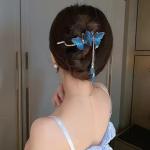 Customizable Dual Butterfly Hairpin – Vintage Bridal Elegance with Gemstone
