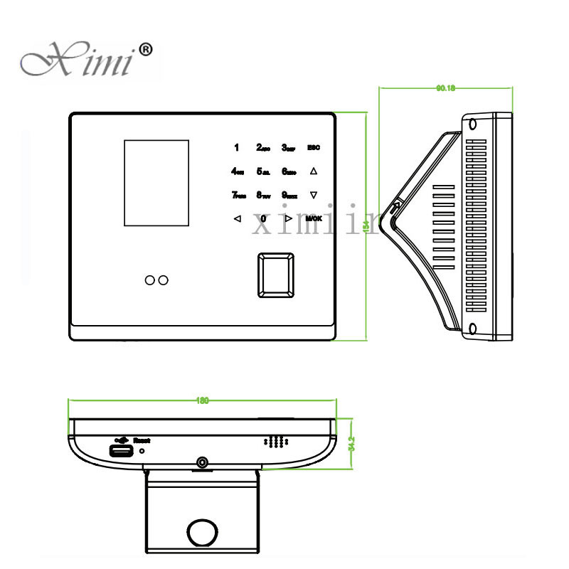 Facial Time Clock Biometric Time Attendance Machine 180 X 154 X 35 Mm