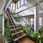 Mono Steel Beam Modern Straight Staircase Laminated Glass Tread Indoor