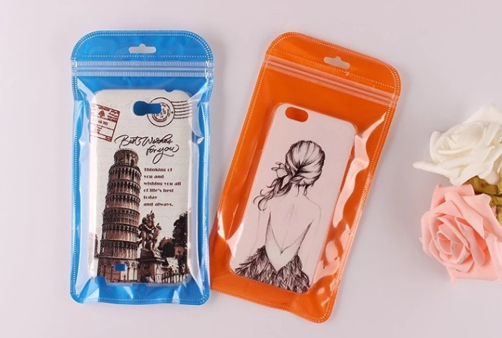 k Cell Phone Case Colorful Zipper Packaging Bag With Clear Window for Phone Case Packaging