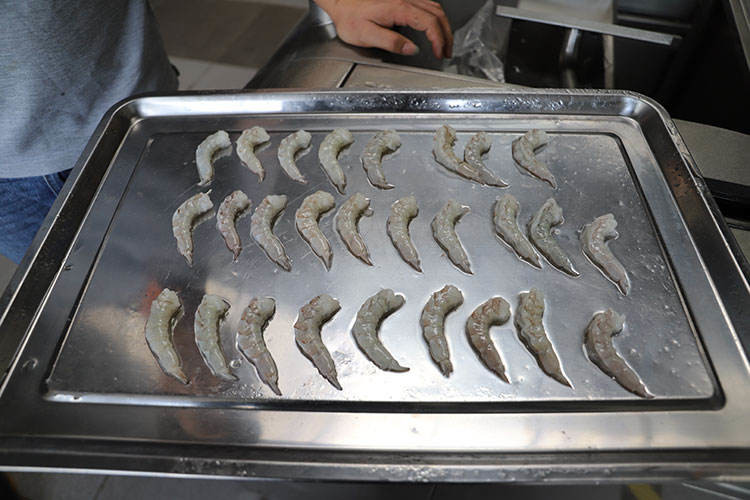 220v Fully Automatic Fish Processing Machine Shrimp Peeling Open Back