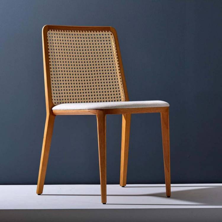 Solid Wood Frame Dining Rattan Chair Modern Nordic Design with Cherry Wood