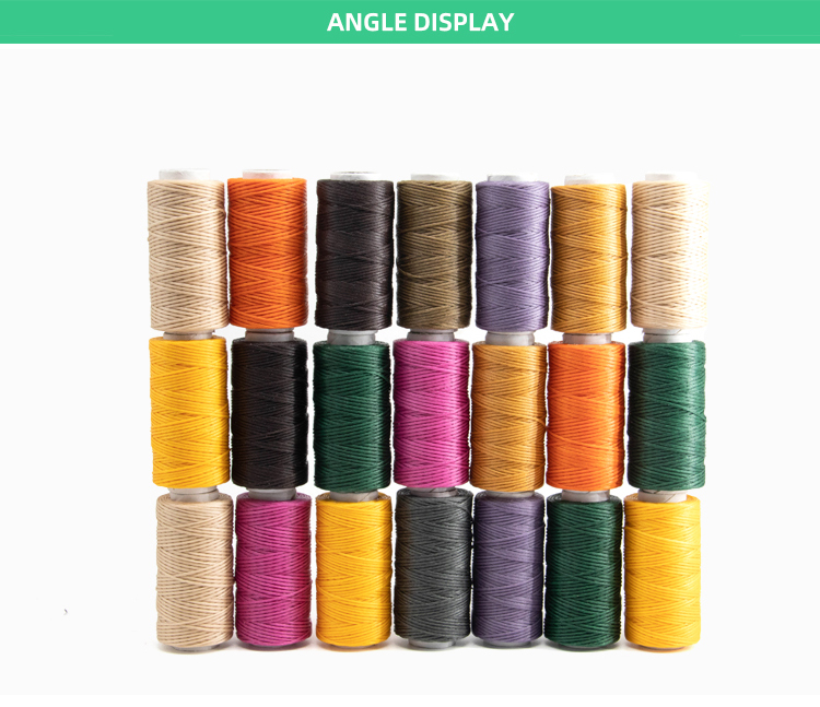 Flat Waxed Braided Thread Waterproof Black Polyester Yarn for Leatherware 0.45mm Sewing