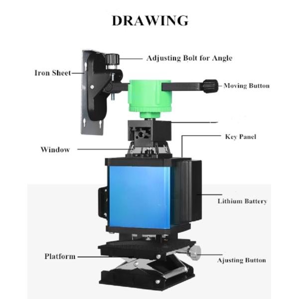 Electrical High Precision 4D Green Laser Level 16 Lines Horizontal Vertical