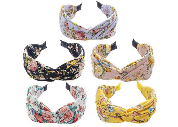 GLH035 Floral girls fabric elastic lace headbands wide edge headband fabric