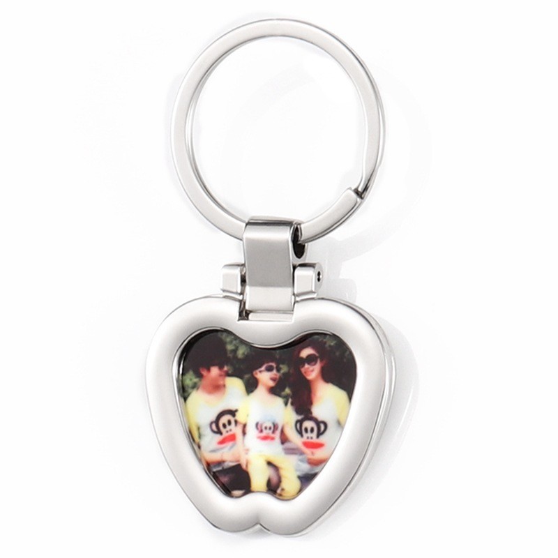Customized Blank Sublimation Metal Keyring Pendant With Moving Photo Frame Holiday Small Gift Keychain