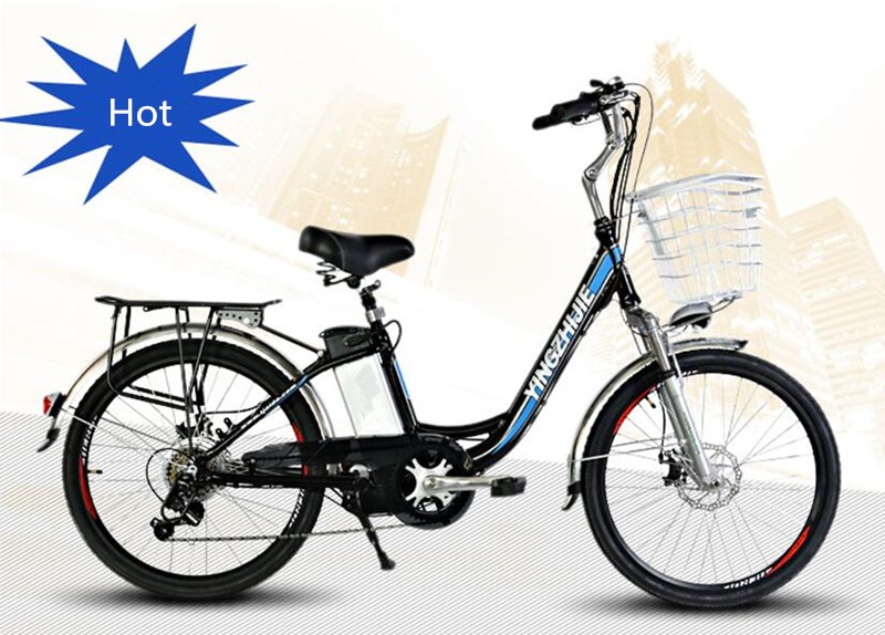 Display Battery Indicator 24 Inch Female Electric Bicycle 250W 7 Speed Gears