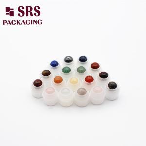 China round small colorful semi-precious stones roller ball plastic holder with ball for rollon bottle on sale