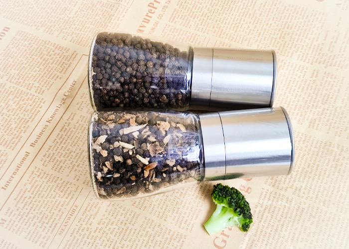 Stainless Steel Manual Glass mill for Black Pepper or Salt