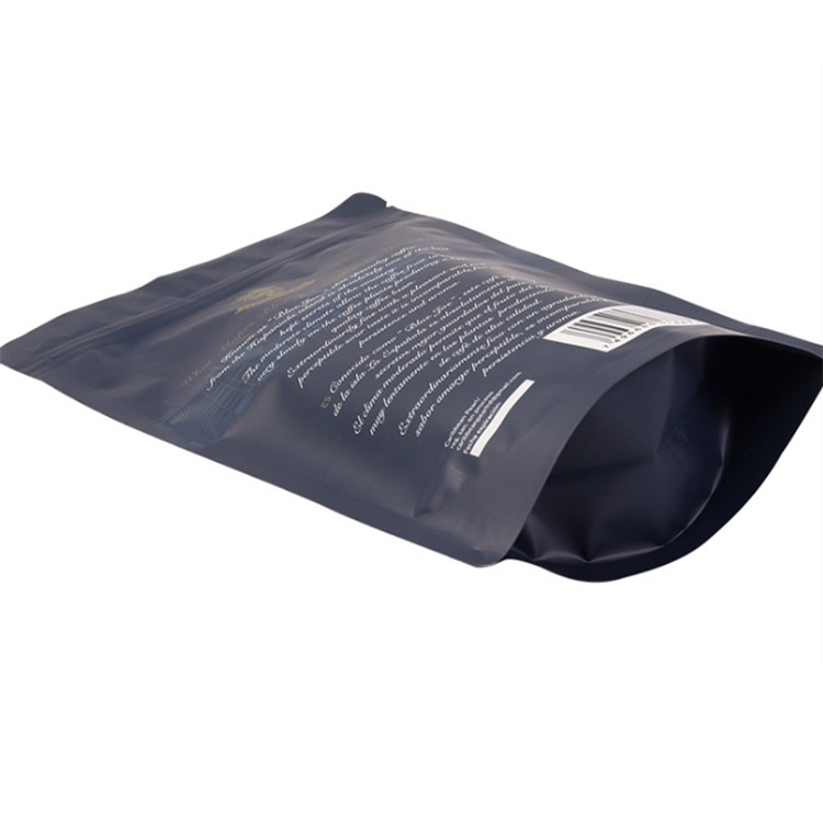 Reclosable aluminum foil matte color zipper stand up coffee bag with valve