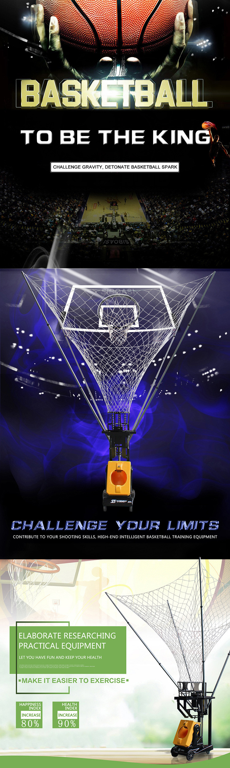 FCC Approval Multifunctional Basketball Shooting Machine Program Controlled