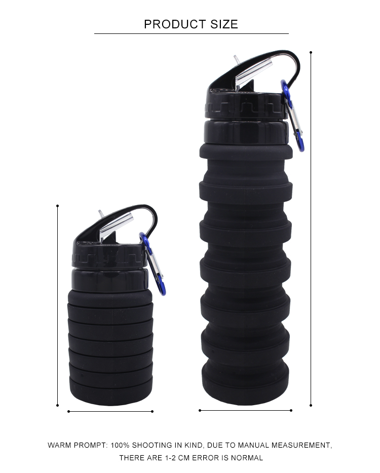 550ML Sample Free Private Label Collapsible Silicone Water Bottle