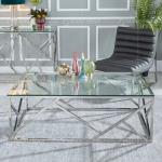 Rectangle 130x70x45cm SS Coffee Table Scratch Resistance Tempered Glass Top