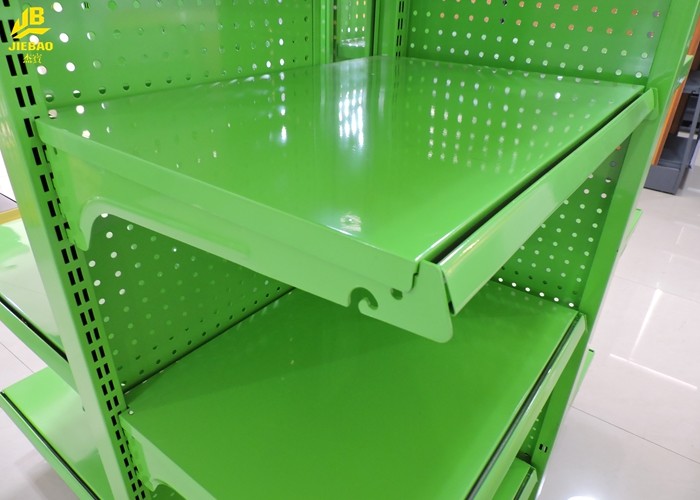 40KG/Layer 900x450x1260mm Size Supermarket Steel Racks Light Green Four Columns