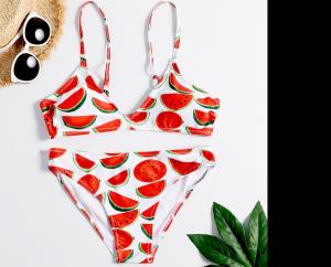 Wholesale Tiered Layer Tie a Knot Front Top With Low waist Bikini swimsuit high cut from china suppliers