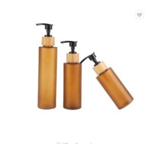 China 200ml 24mm Cosmetic Amber Glass Essential Oil Bottles Jars 24/410 3.4oz on sale