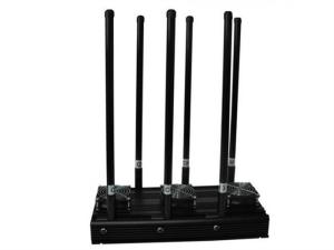 Wholesale 6 High Gain Antennas Black Cell Phone Signal Jammer With 2 Cooling Fans , CE SGS from china suppliers