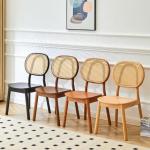 Nordic Handmade Wooden Dining Room Wicker Chair Rattan Chair Without Cushion