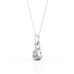 0.33 Carat Pear Cut CZ - Solitaire - Bezel Setting Pendant Necklace - 10K White