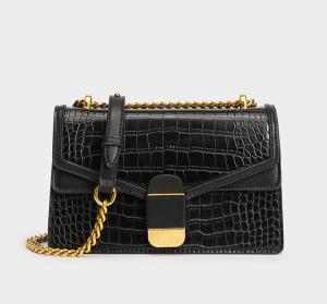 Wholesale Removable Strap PU Shoulder Bag 23cm 9cm Black Crocodile Shoulder Bag from china suppliers