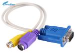 PC LAPTOP VGA D SUB Cable S-Video 3 RCA Composite AV TV Out Converter Adapter