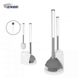 China 12 Bathtub Long Handle Cleaning Brush TPR Silicone Material Toilet Brush With Plunger And Holder Combo on sale