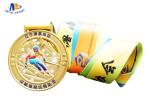 Round Stock Medals For Skiing Events Imitation Gold Plating Colorful Printing In