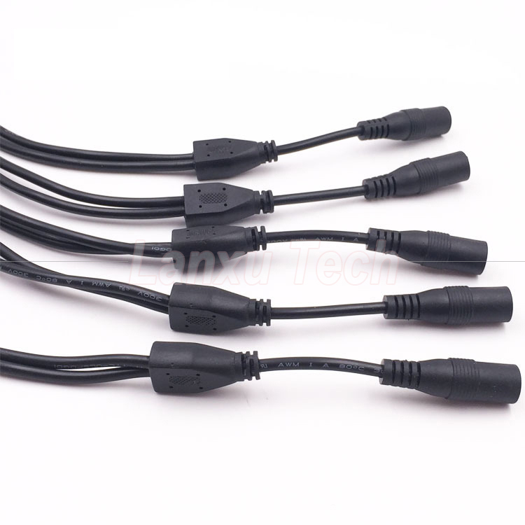 DC Male Female 5.5x2.1mm Jack Splitter Power Extension Cable for LED Light CCTV Camera