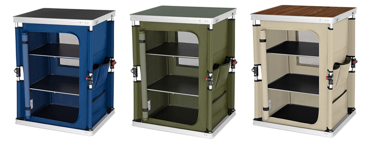 General Outdoor Furniture Camping Foldable Cooking Table with Storage Organizer Cabinet