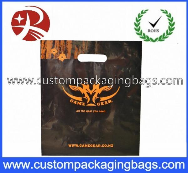Quality LDPE / CPE Raw Die Cut Handle Plastic Bags Black Color For Apparel for sale