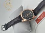 30 Meters Stylish Water Resistant Quartz Wrist Watch Engraved Logo Leather Strap