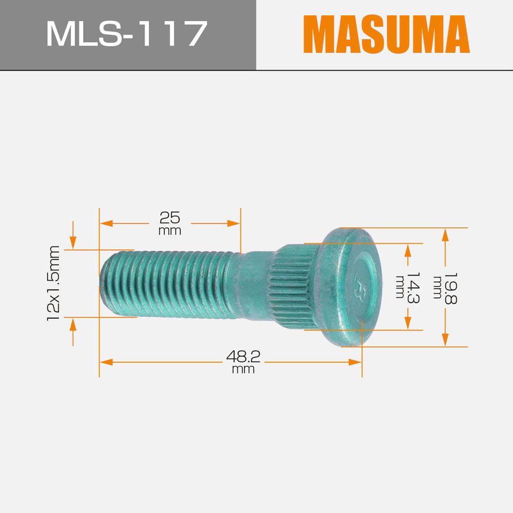 6.2*3.4*3.4cm ZINC Finish MLS-117 MASUMA Bolt for Car 90942-02052 Wheel Nut KDY220