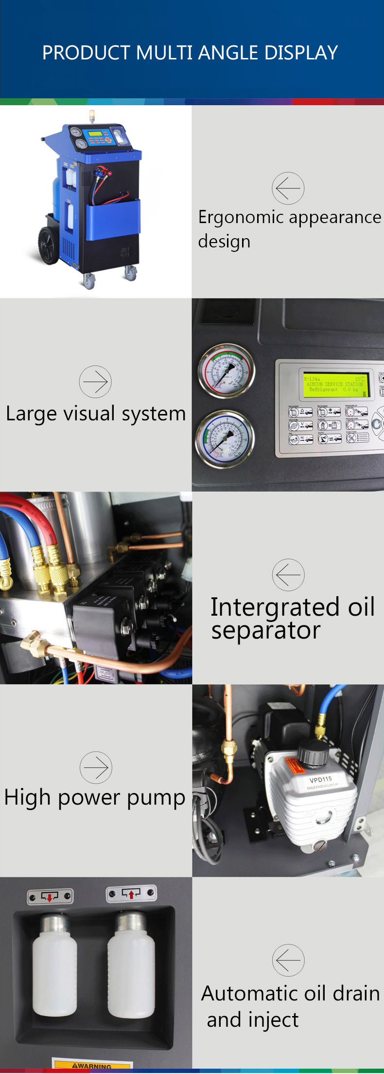 Car AC Flushing R134A Recovery Machine Air Conditioning Station 26 bar