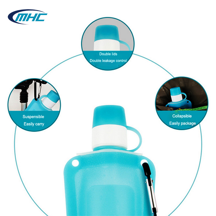 Silicone Bag Pouch Hiking Customized Double Sealing Collapsible 500ml Drinking Water