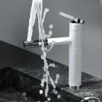 White Silver Plated Flexible Kitchen Faucet Brass Basin Mixer Taps