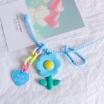 Flower Cartoon Silicone Pendant Keychain Charms Pendan Key Ring for Purse