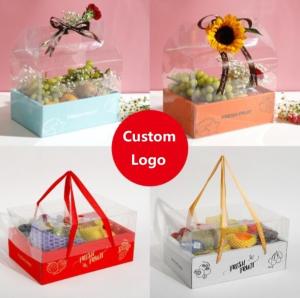 Wholesale ISO9001 Cardboard Paper Fruit Packing Box With PET Transparent Lid Ribbon from china suppliers