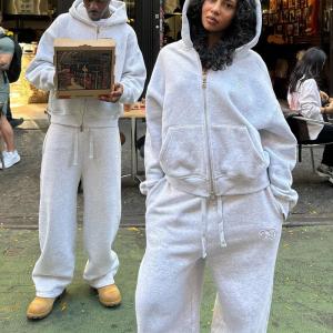 Wholesale Custom Jogger Sweatsuit Embroidery Print Logo Zip up Loose Unisex Cropped Hoodies Sweatpants Hoodie Joggers Streetwear Set from china suppliers