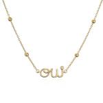 Customized 24K Gold Pendant Necklace Thin Bead Diamond Chain Letter Necklace