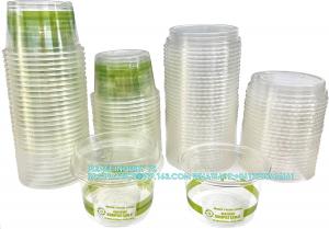 China Compostable Biobased Plastic Cups And Lids Dessert Cups With No Hole Lids, Mini Disposable Parfait Cups on sale
