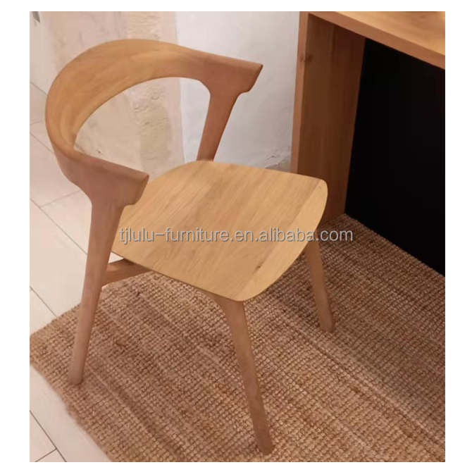 Solid Wood Teak/Ash Hotel Farmhouse Simple Creative Outdoor Dining Chair