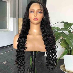 Wholesale Double Drawn Loose Curly 13x4 HD Lace Frontal Wig Human Hair 22inch from china suppliers