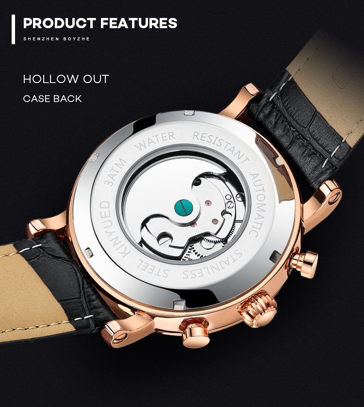 Mens automatic mechanical watch luxury brand KINYUED tourbillon automatic movement mechanical watch